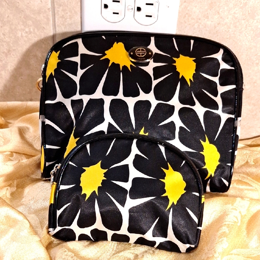 Trina Chic Black And Yellow 2pc Makeup Pouch Set